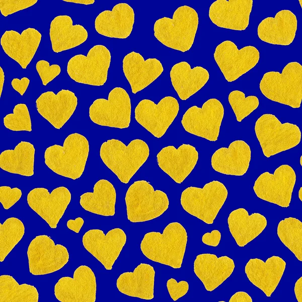 Aquarell goldene Herzen Heiliger Valentinstag nahtloses Muster — Stockfoto
