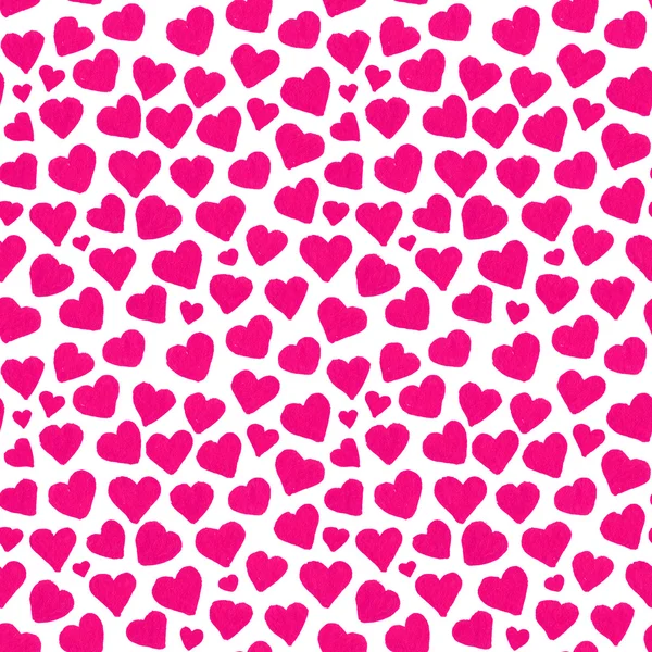 Aquarel roze harten Saint Valentine's Day naadloze patroon — Stockfoto