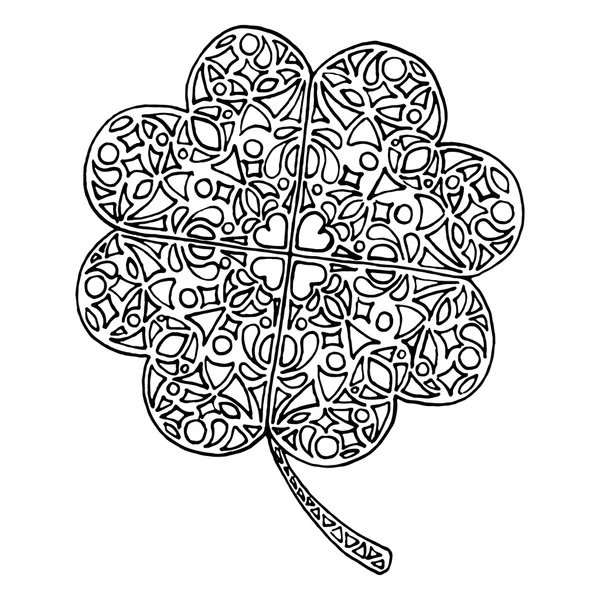 Doodle zentangle klee shamrock heiliger patrick 's day vektor isoliert — Stockvektor