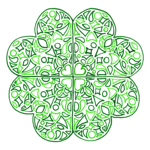 Doodle trèfle zentangle trèfle Saint Patrick vecteur isolé — Image vectorielle