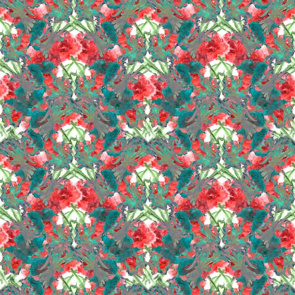 Watercolor carnation clove red flower seamless pattern texture — Stock Photo, Image