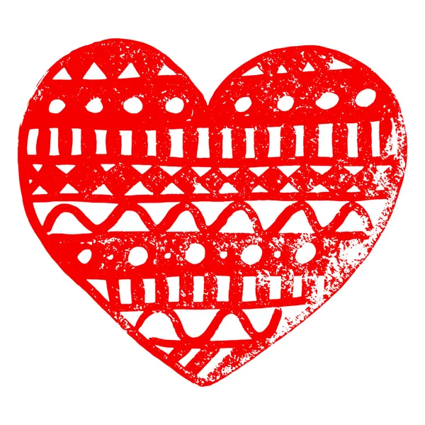 Zentangle garabato rojo corazón tinta mano dibujado vector aislado — Archivo Imágenes Vectoriales