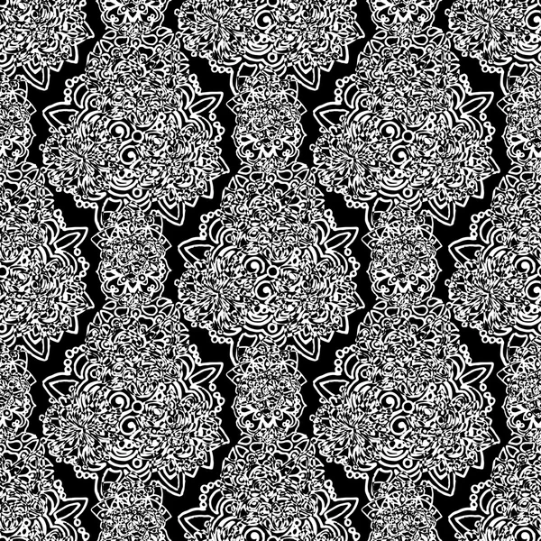 Черно-белый монохромный круг мандала рисунок картины фона текстуры — стоковое фото