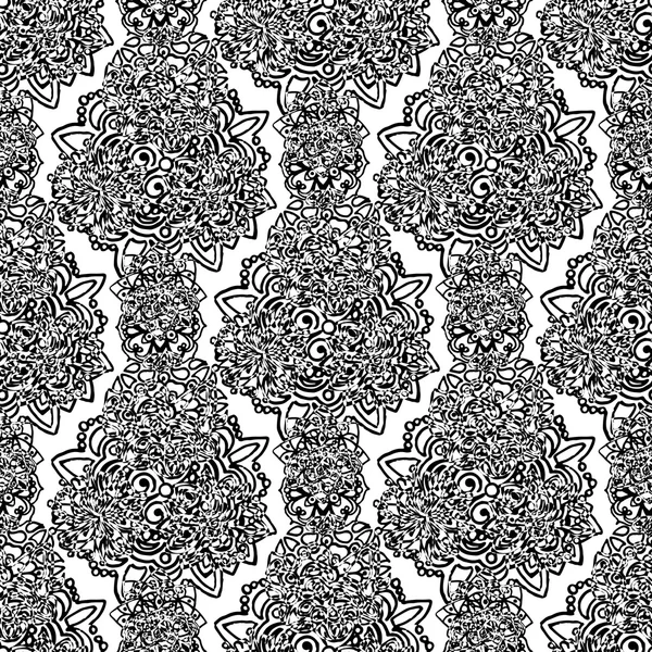 Czarny biały koło monochromatyczne mandali doodle tekstura tło wzór — Zdjęcie stockowe