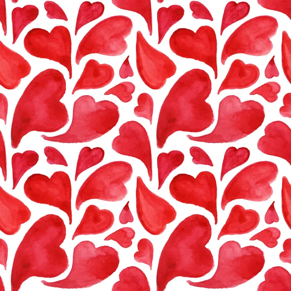 Aquarelle coeurs rouges Saint Valentin vecteur motif sans couture — Image vectorielle