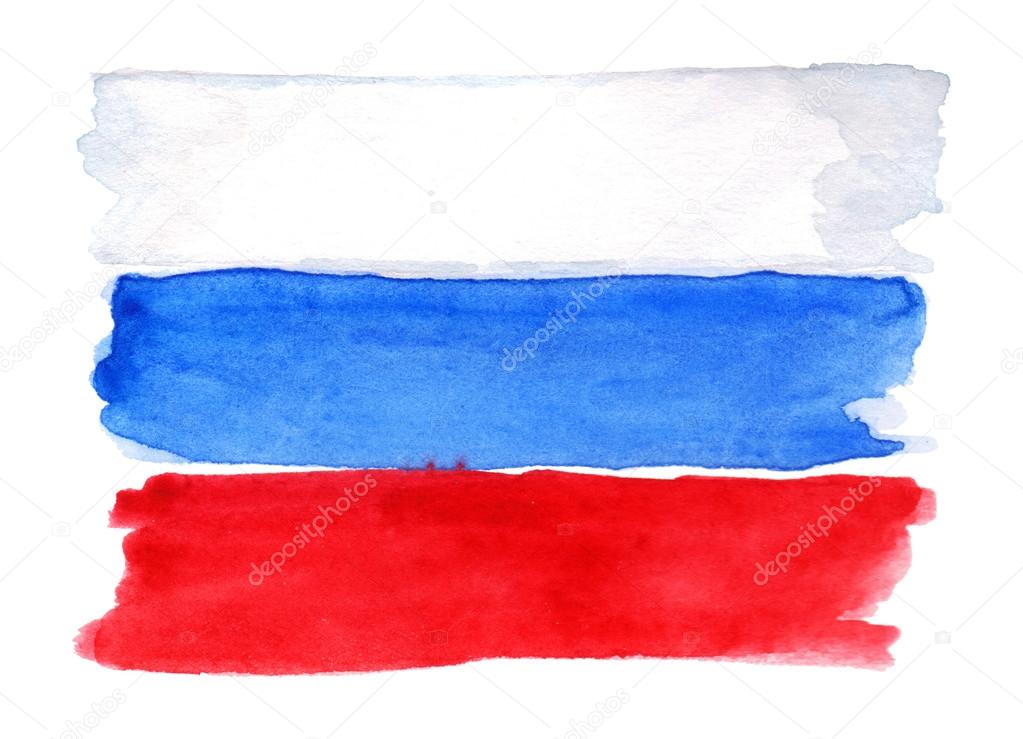 Watercolor Russia Russian flag 3 three color isolated