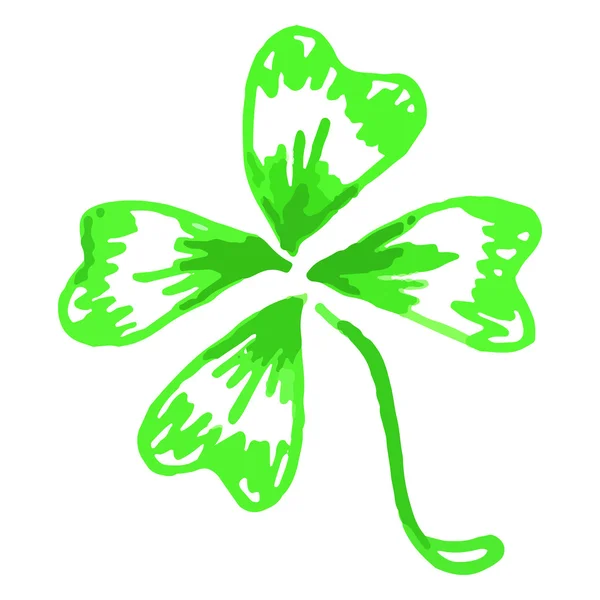 涂鸦孤立的绿色三叶草三叶草圣 Patrick 节矢量 — 图库矢量图片