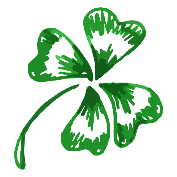 Doodle trèfle vert trèfle Saint-Patrick vecteur isolé — Image vectorielle