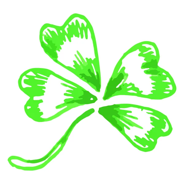Doodle gröna klöver shamrock Saint Patrick's Day vektor isolerade — Stock vektor