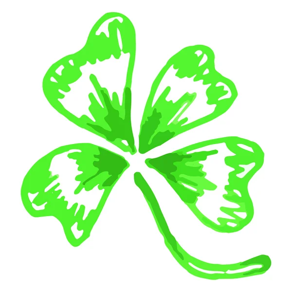 Doodle green clover shamrock Saint Patrick's Day vector isolated — Stock Vector