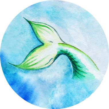 Suluboya denizkızı balık kuyruğu vektör daire izole