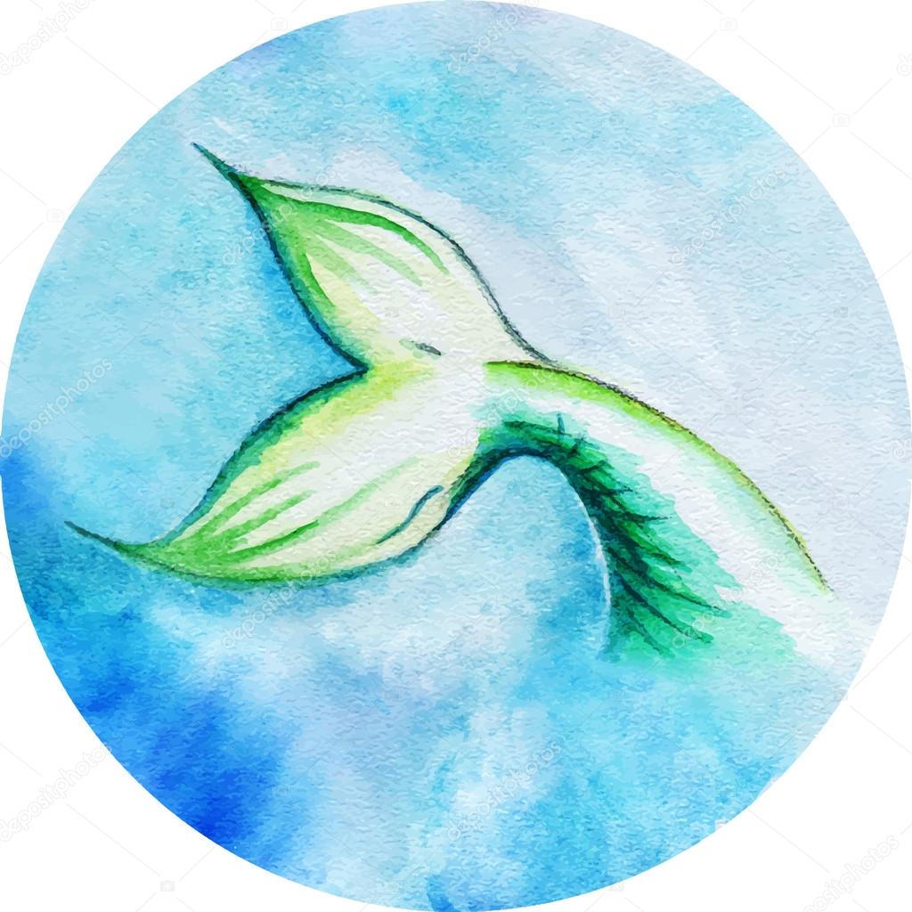 Download Watercolor mermaid fish tail vector circle isolated ...