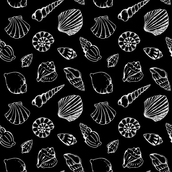 Conchiglie monocromatiche mare senza soluzione di continuità modello texture sfondo — Foto Stock