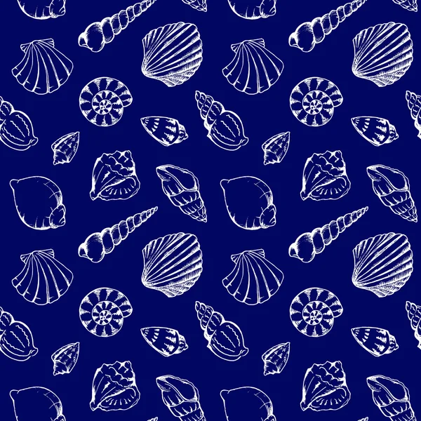 Монохромные раковины моря бесшовный фон текстуры картины — стоковое фото