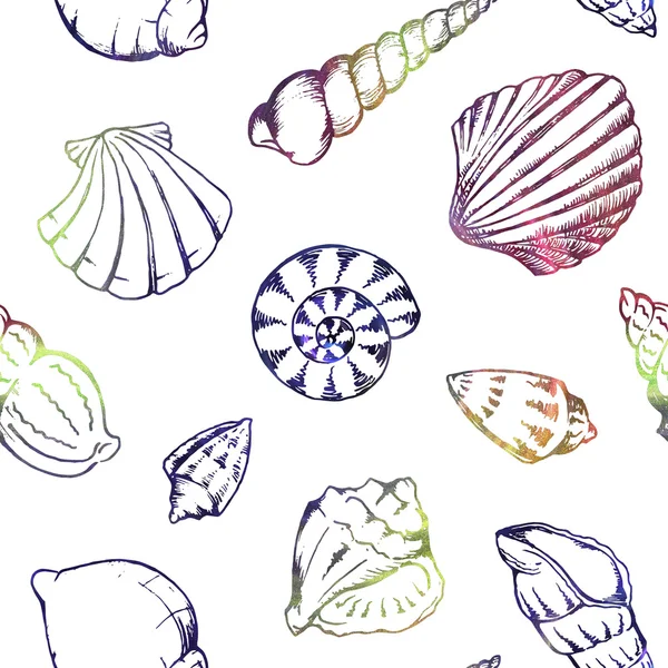Kleurrijke zeeschelpen naadloze patroon textuur achtergrond — Stockfoto