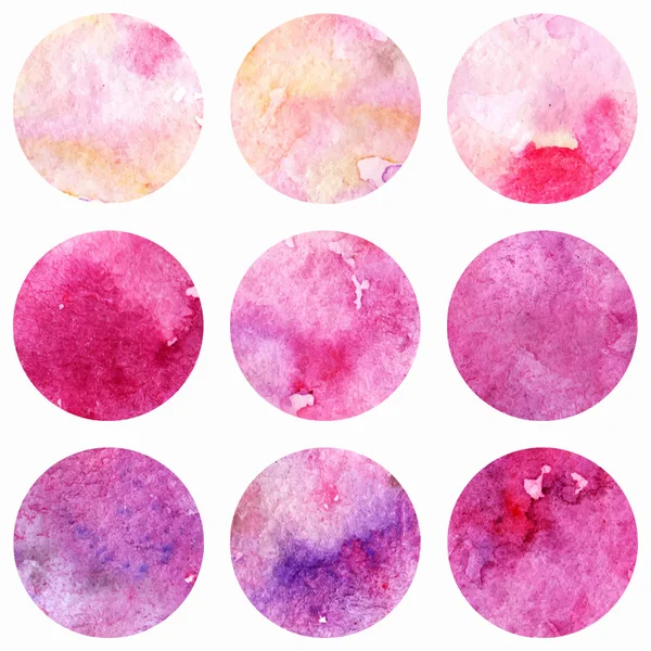 Acuarela rosa dulce vector púrpura textura círculos aislados — Vector de stock