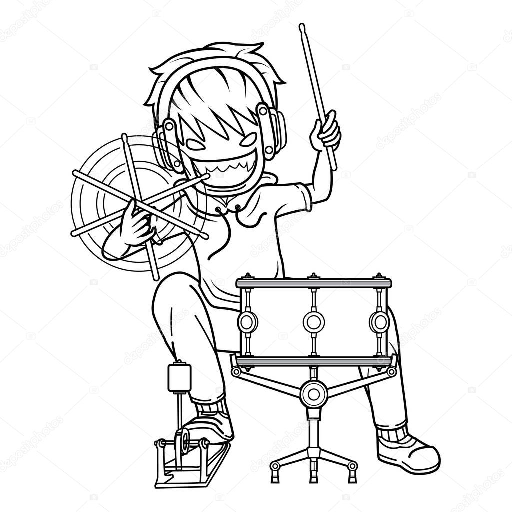 man play snare drum cartoon vector