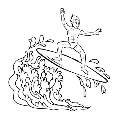 Genç adam sörf tahtasının üzerinde durdu ve güçlü bir rüzgarla dalgalarda sörf yapmaktan zevk alıyordu..