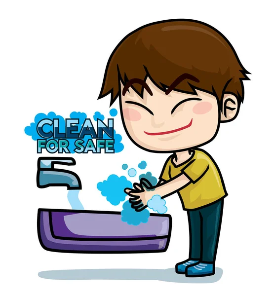 Limpar Para Saf Por Lavar Vetor Cartoon Mão Para Ilustrar —  Vetores de Stock