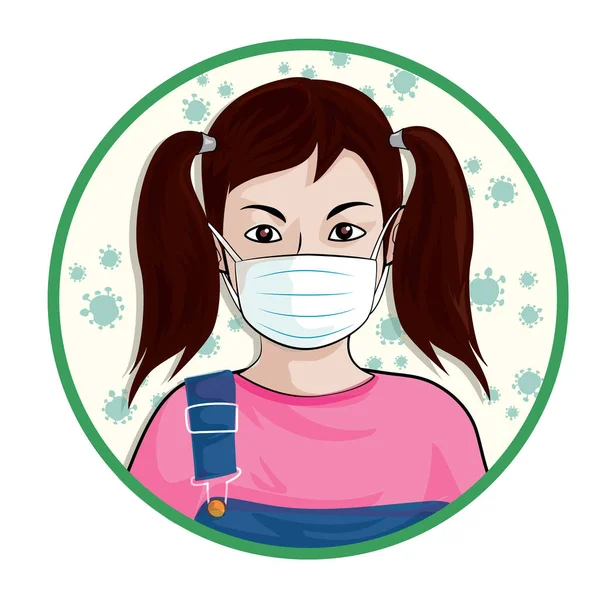 Zeichen Tragen Einer Virenschutzmaske Für Sicherheit Cartoon Vektor — Stockvektor