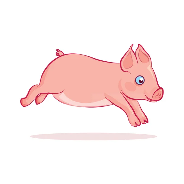 Cerdo salto divertido — Vector de stock