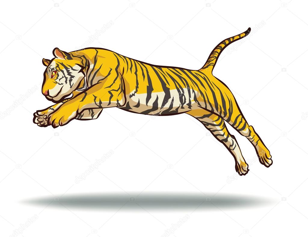 tiger action jumping vector