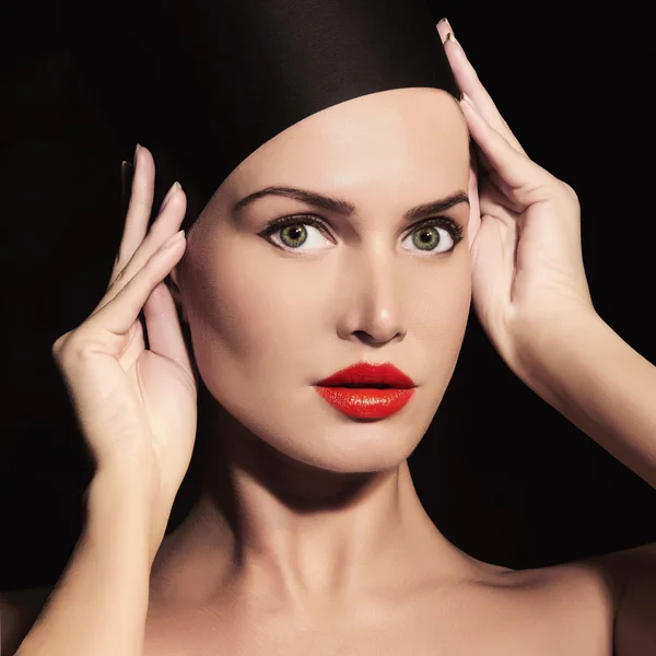 Sexy young woman in hat — Stock Photo, Image