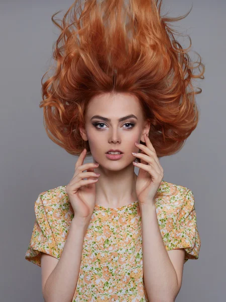 Flying healthy hair young woman — Stock Photo, Image