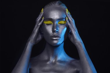 Vücut art.silver cilt güzellik kız