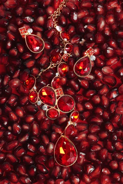 beauty jewelry on pomegranate