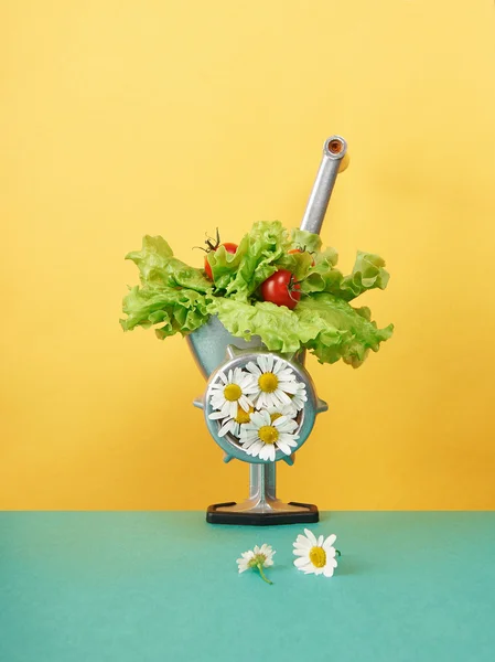 meat grinder with flowers