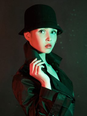 şapkalı Retro güzel kız