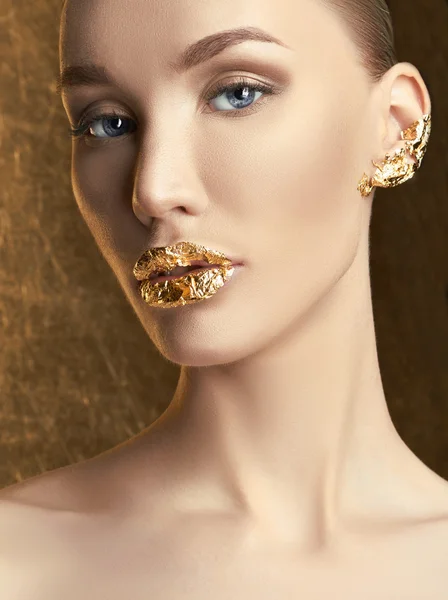 Lusso Golden Makeup.girl — Foto Stock