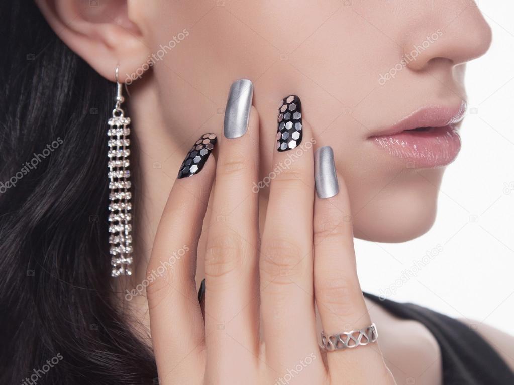  young woman with Nail design manicure