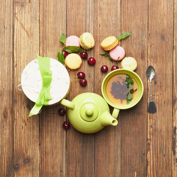 Té verde y dulces —  Fotos de Stock