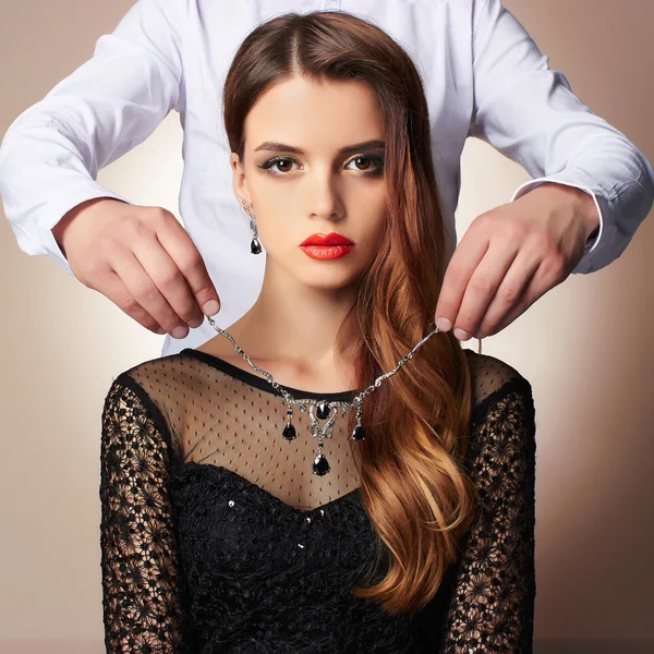 Fashion couple in jewelry — Stock Photo, Image