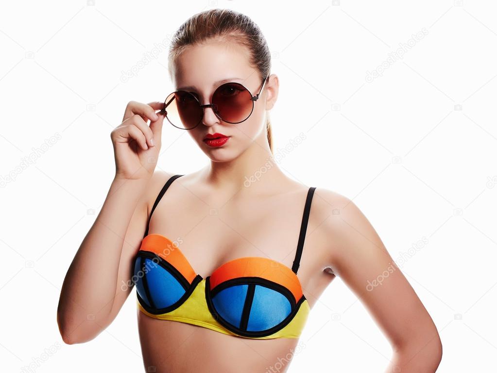 girl in bikini and sunglasses