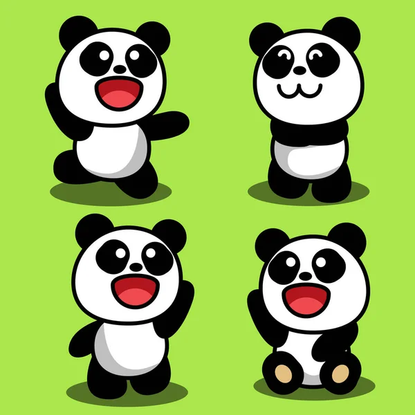 Dibujo Animado Lindo Panda Vector Ilustración Estilo Plano Historieta Conveniente — Vector de stock