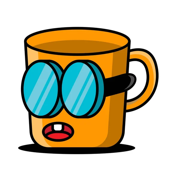 Netter Cartoon Becher Mit Brille Flacher Cartoon Stil Für Web — Stockvektor