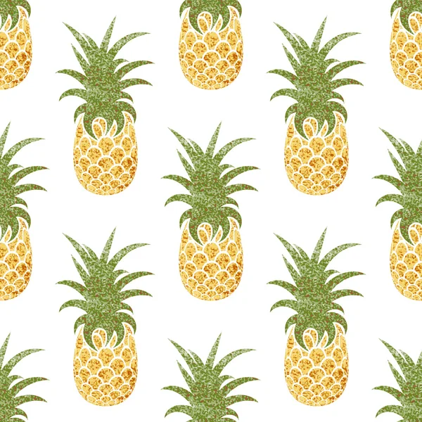 Sorunsuz yaz arka plan. Beyaz zemin üzerinde altın ananas