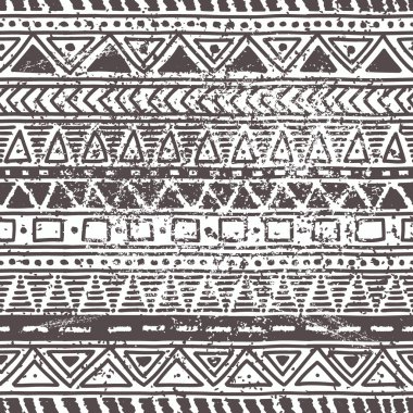 Grunge etnik köken. Dikişsiz siyah-beyaz desen.