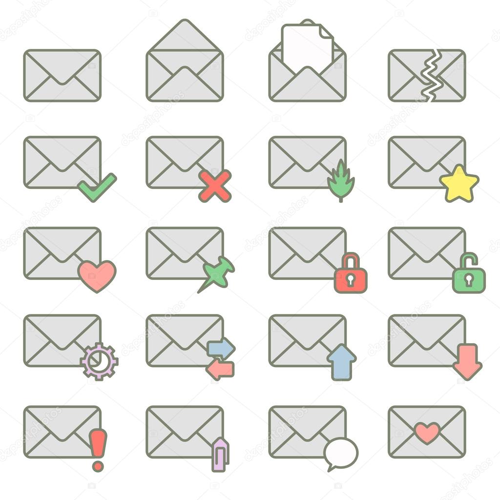Set of icons for messages. Vector illustration.