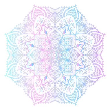 Mandala - serbest çizim. Vektör çizim. Degrade, brigh