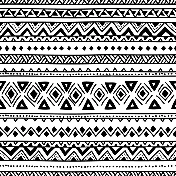 Siyah ve beyaz sorunsuz etnik arka plan. Vektör çizim.
