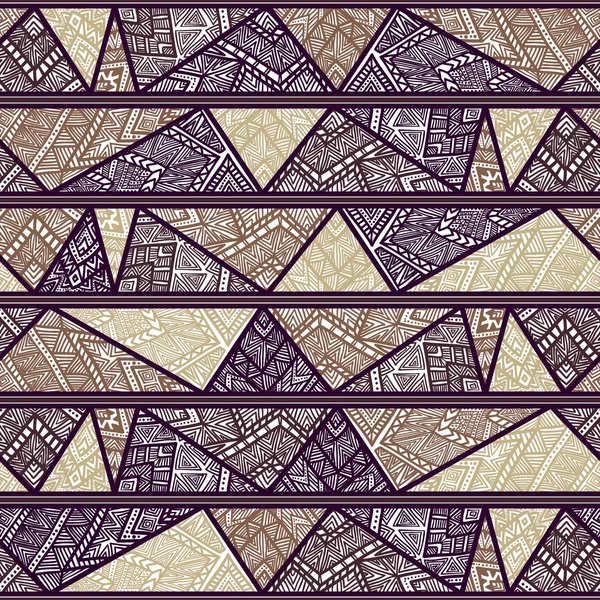 シームレスな幾何学的なパターン。部族のモチーフとストライプのパターン. — ストックベクタ