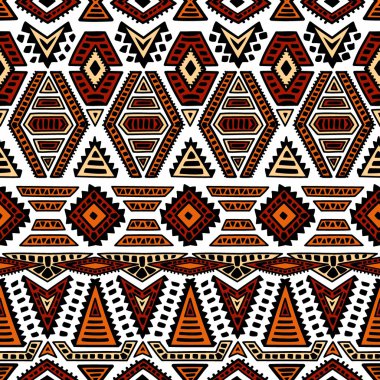 Etnik seamless modeli. Geometrik süsleme el ile boyalı. Bla