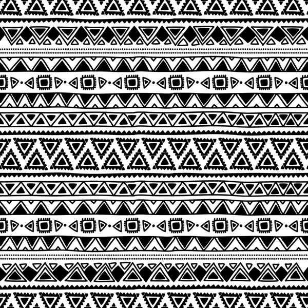 Seamless ethnic pattern. Black and white illustration. — Stock Vector