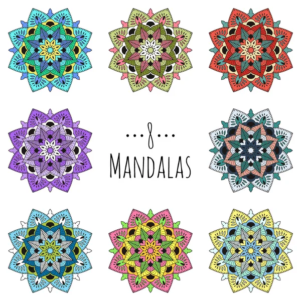 Seth Mandalas. Colección de patrones circulares. Colorido vector — Vector de stock