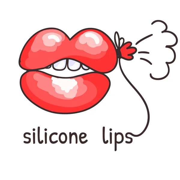 Labios de silicona en forma de globo. Caricatura. Vector . — Archivo Imágenes Vectoriales