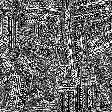 Kusursuz kabile düzeni. Geometrik süs el çizilmiş. Siyah bir
